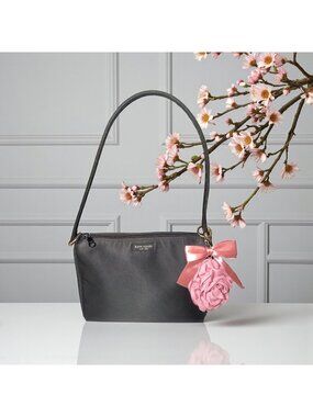 VTG Kate Spade Original Nylon Shoulder Bag Black Handle Satchel 90s Y2K Baguette
